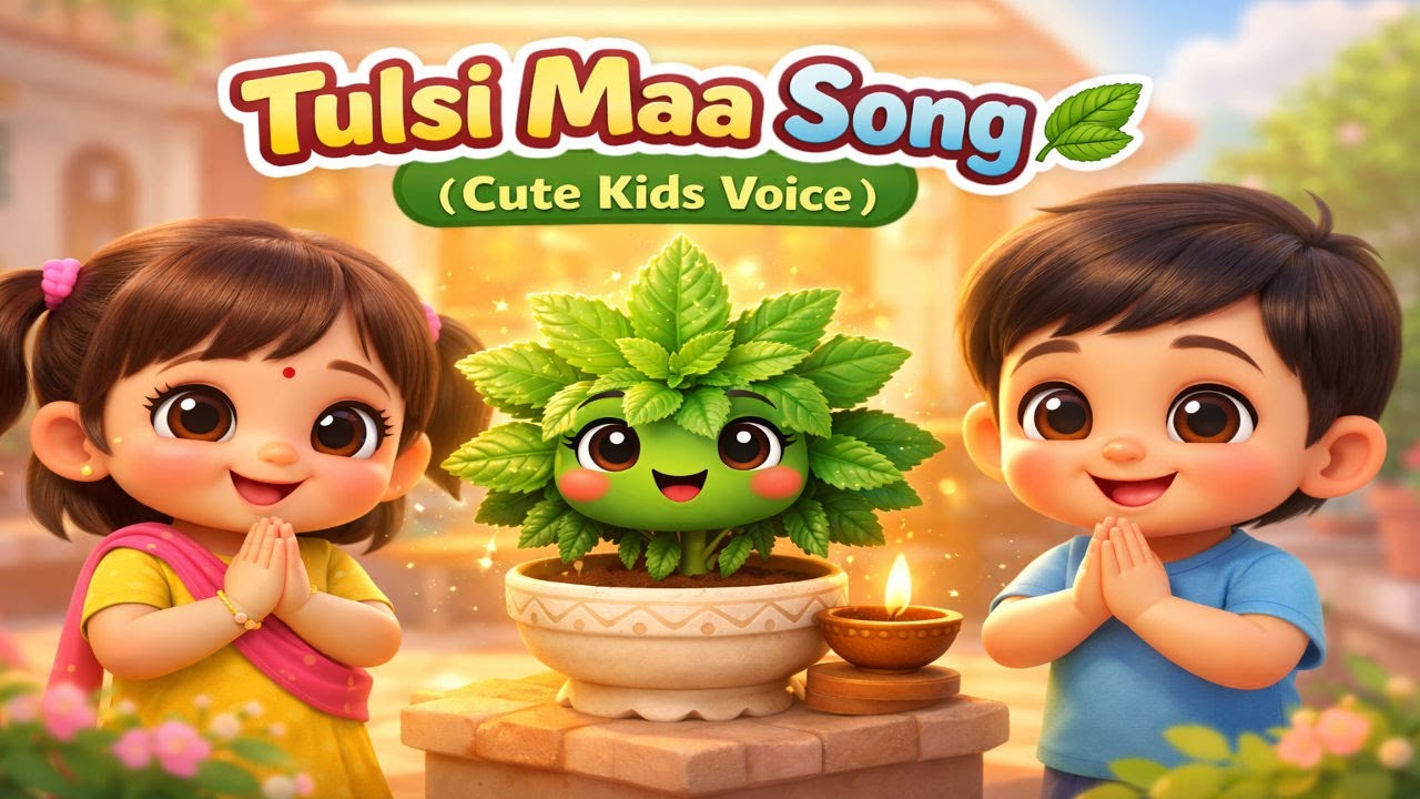 Tulsi Maa Song for Kids 🌿 | Cute Baby Voice Bhajan | Peaceful 3D Animation