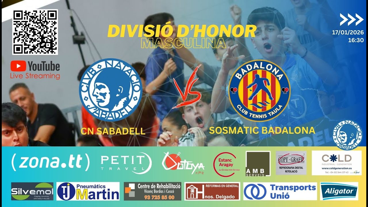 17/01/2026 16:30 DHM: Club Nataci&oacute; Sabadell vs SOSMATIC BADALONA