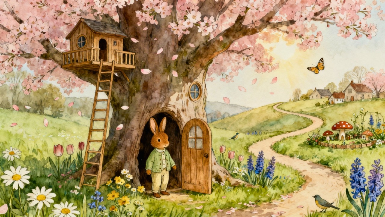 A Little Bunny&rsquo;s Spring Day 🐰🌸 Nostalgic Village Melodies for a Peaceful Spring Storybook