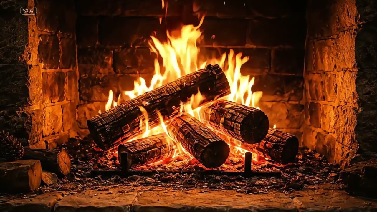 Cozy Fireplace at Night 🔥Wood Fire Ambience for Relaxation, Sleep & Reading