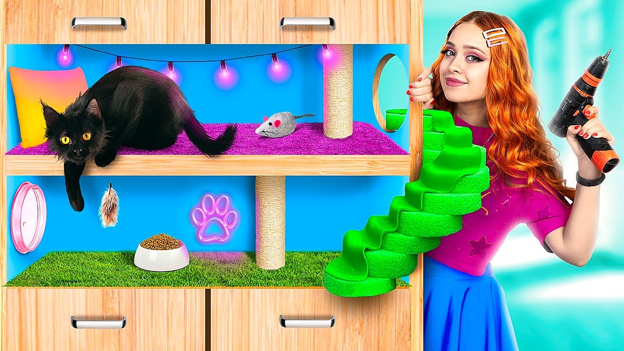 Dolaptaki Gizli Kedi Evi! Evcil Hayvanlar İçin Gizli bir Oda İnşa Ediyoruz!