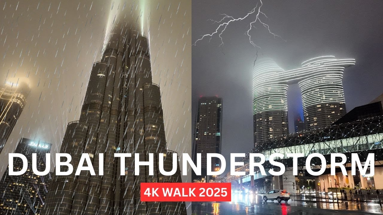 Rare Thunderstorm & Lightning in Dubai 2025 ⚡🌧️ | Christmas Season Storm | 4K UHD