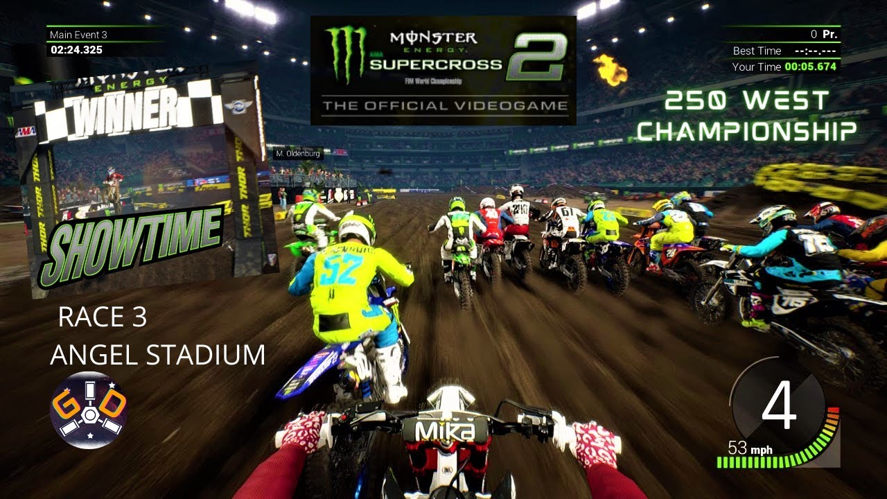 SUPERCROSS 2 - 250 WEST CHAMPIONSHIP ROUND 3 ANGEL STADIUM PC KEYBOARD GAME PLAY