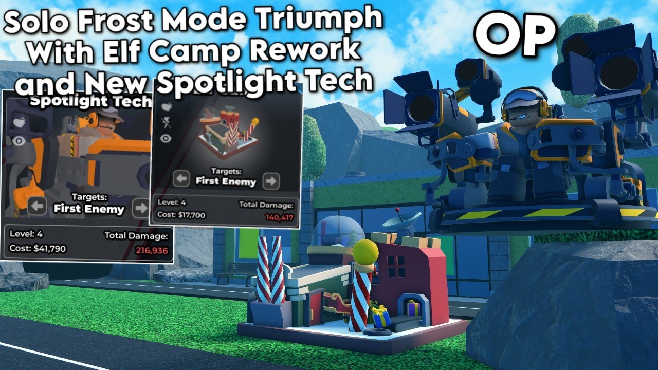 Solo Frost Mode Triumph with Reworked Elf Camp and New Spotlight Tech | Tower Defense Simulator