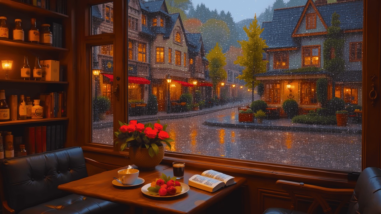 Rainy Winter Café Jazz ❄️ Soft Piano & Fireplace Sounds for Relax & Stress Relief