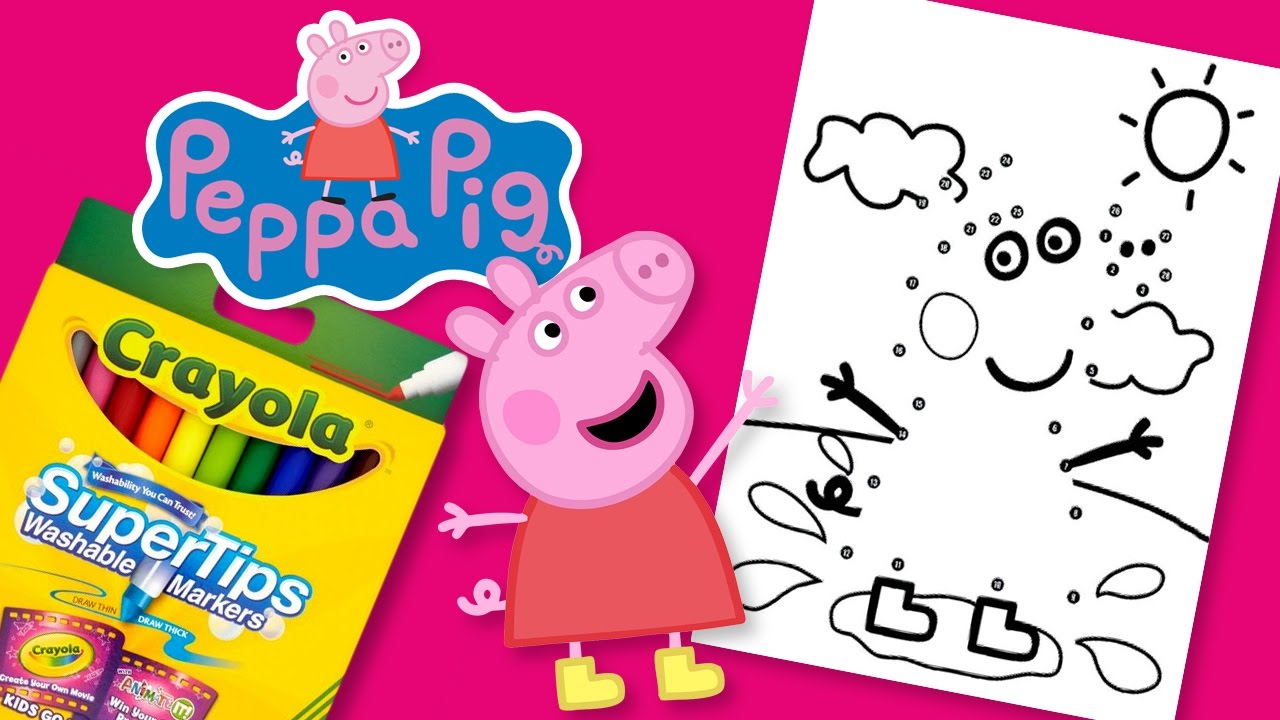 PEPPA PIG LEARNING COLORS, COLORING AND CONNECT THE DOTS FUN
