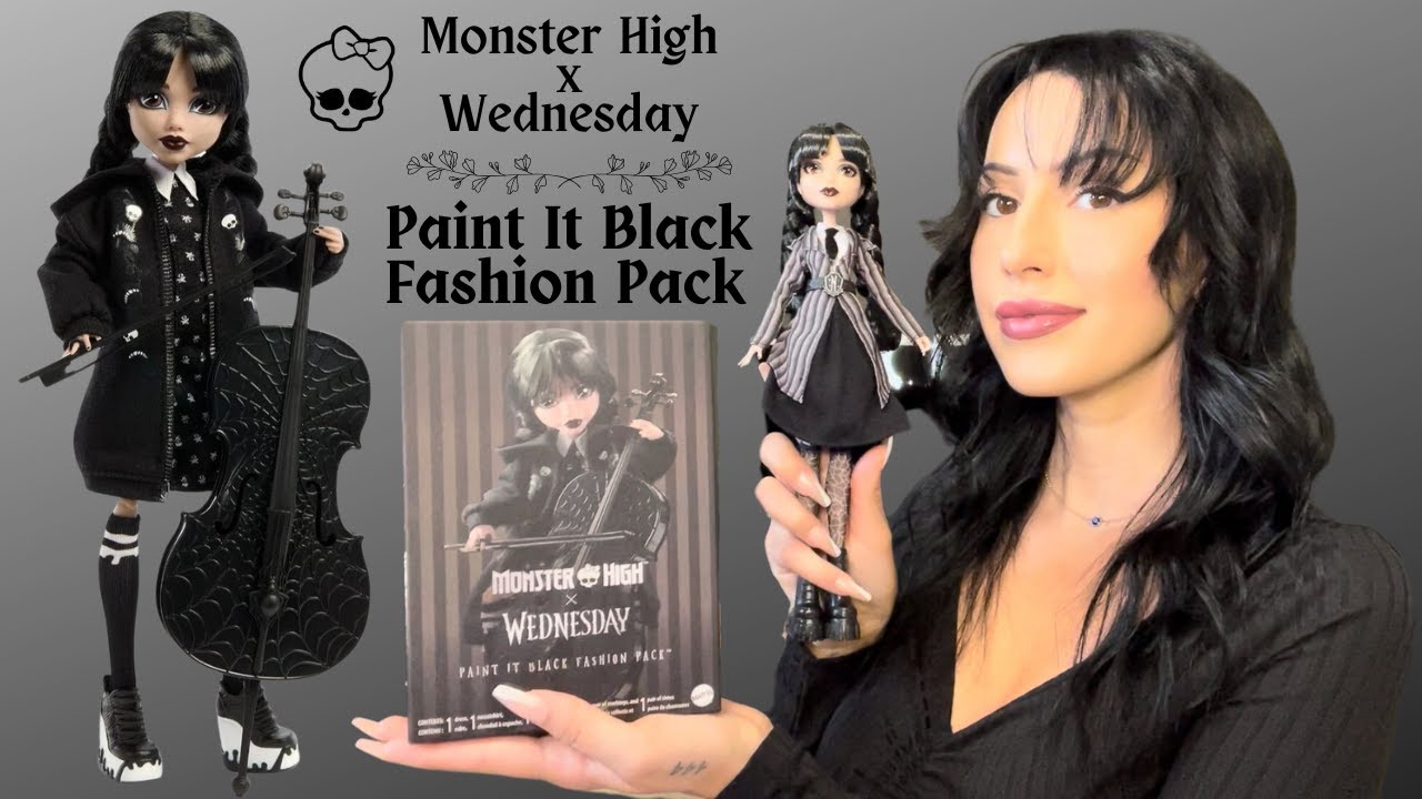 Unboxing the NEW Monster High x Wednesday Paint It Black Fashion Pack! 🖤 | Outfit Try-On
