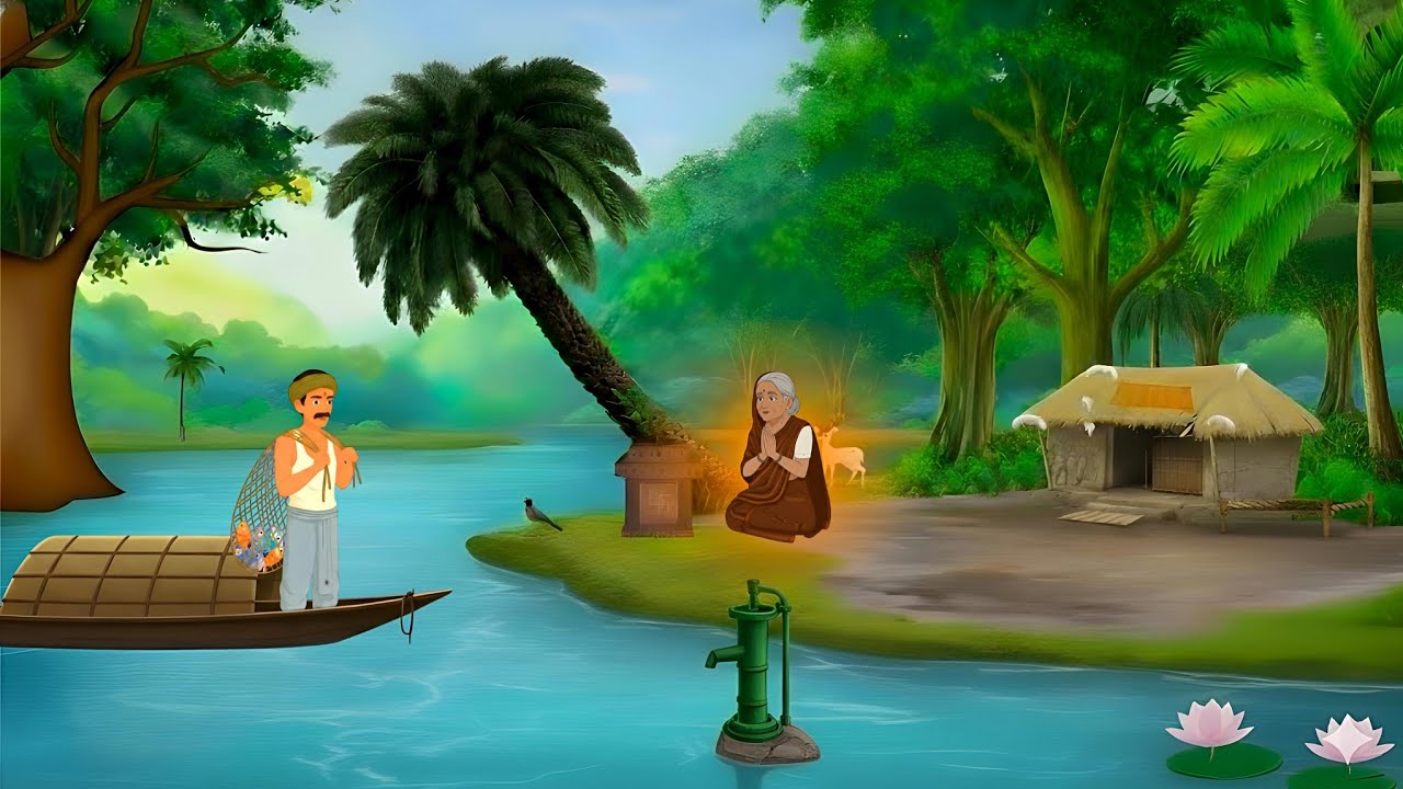 मछुआरे की अनोखी किस्मत और  रहस्यमई बुढ़िया | machbare ki kismat hindi kahani |  cartoon kahani 