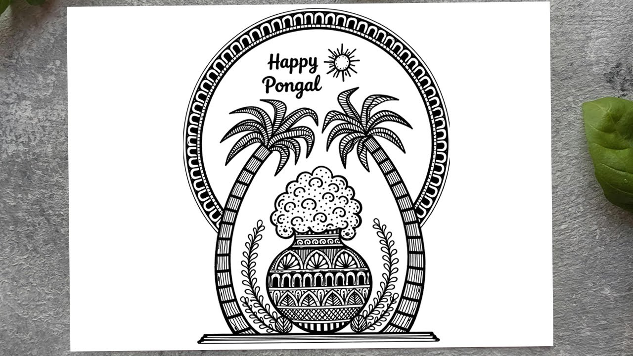 Happy Pongal Drawing | Pongal Mandala Art | Easy Chitra & Sketch Drawing for Beginners