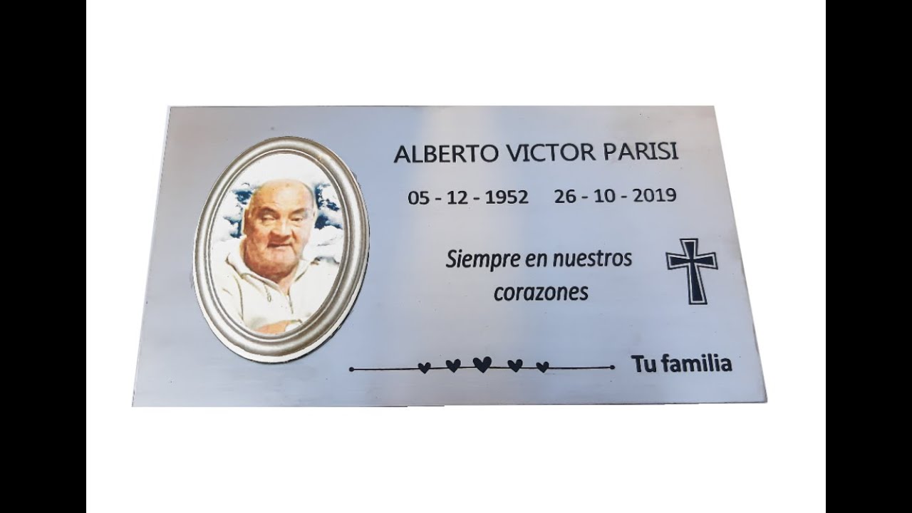 Placa cementerio recordatoria (12x22) Acero Inoxidable -  Metaldepth Grabados