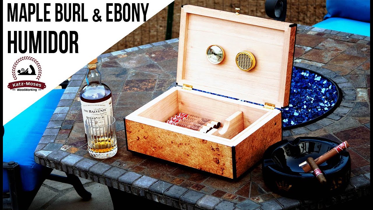 Humidor with Maple Burl Veneer and Ebony Inlay - Build and Humidor Setup