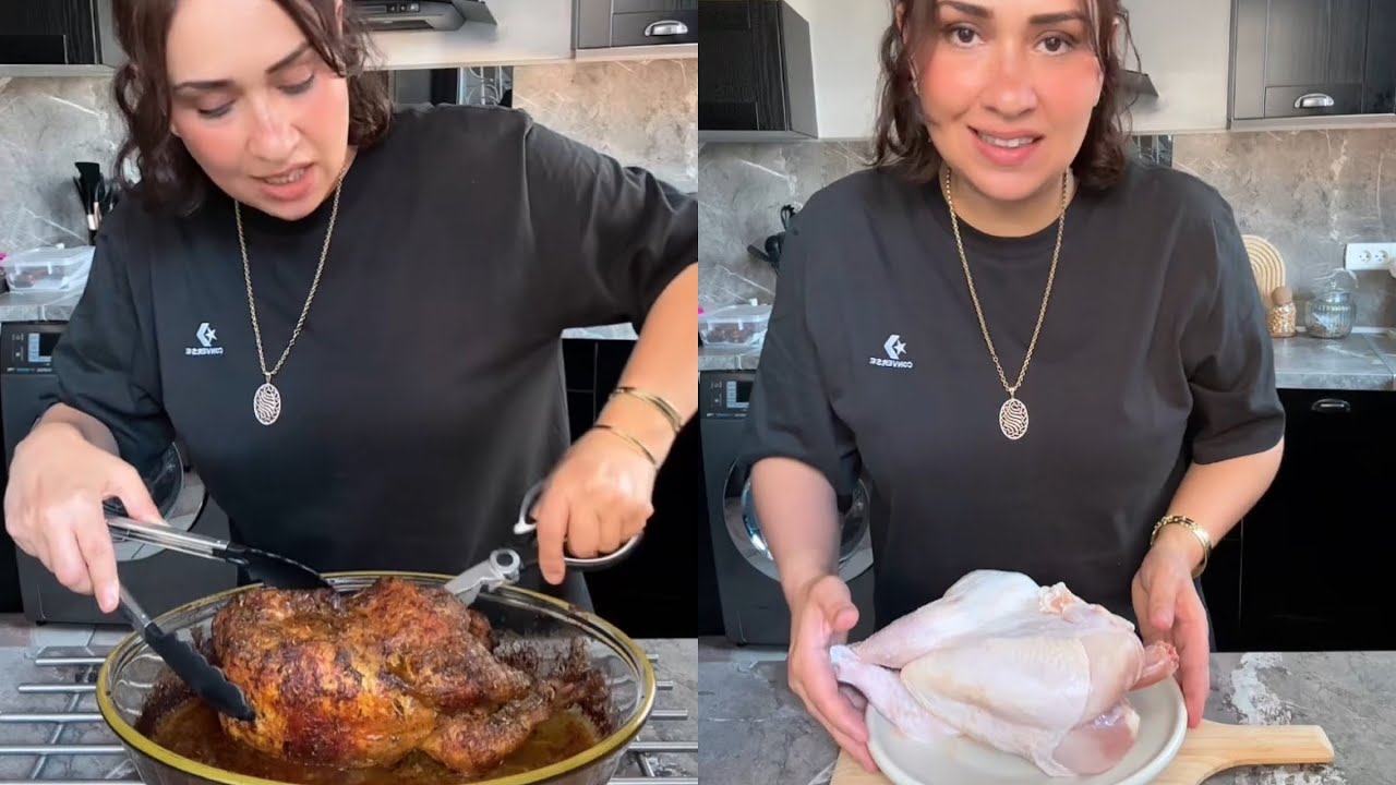 دجاج مشوي فالفرن بدون ماء recette poulet au four
