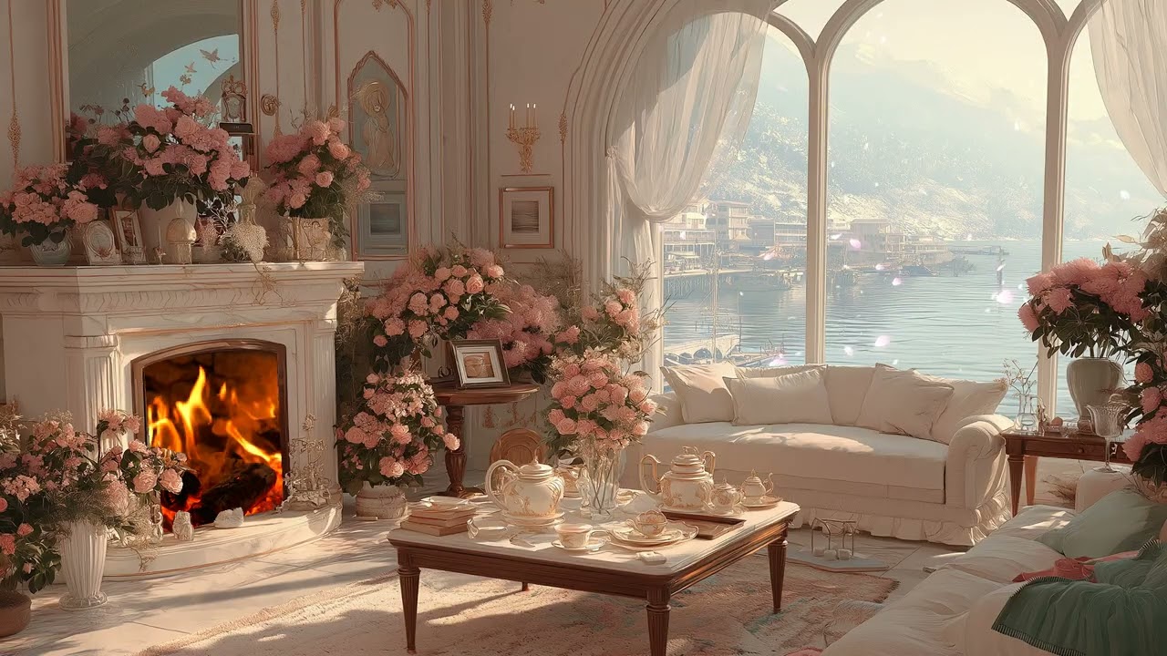 🌸🌤️ Spring Window Piano Escape | 3 Hours Soft Piano & Cherry Blossoms Falling | Relax Unwind Focus