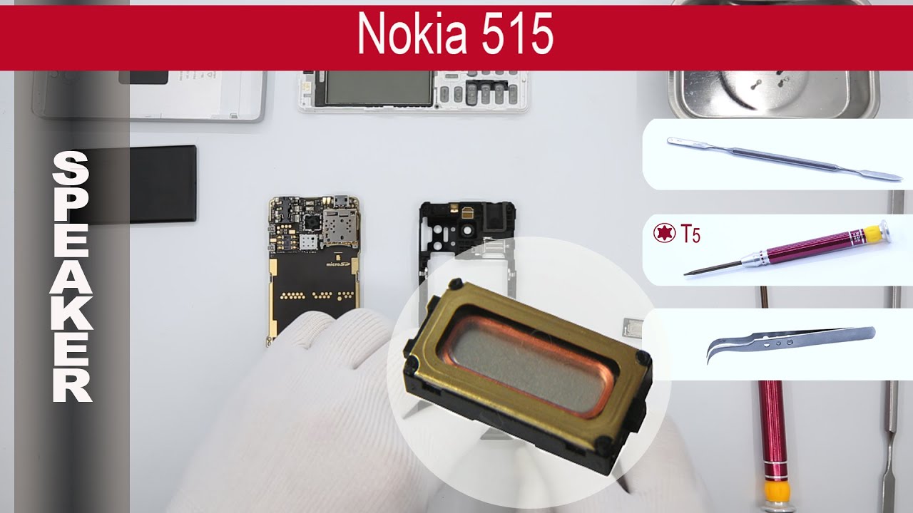 Как заменить 🔧 📱 📢 Слуховой динамик спикер Nokia 515 RM-953, RM-952
