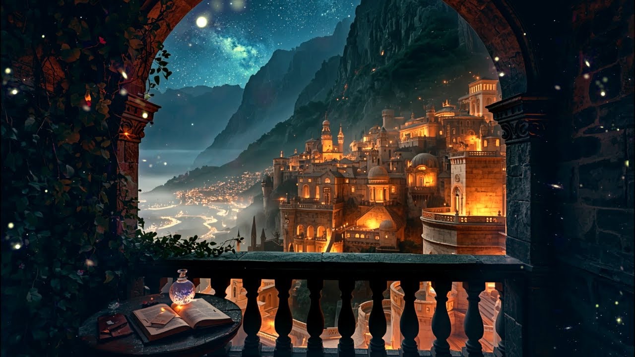 Fantasy City at Night 🌙✨ | Calm Music & Firefly Ambience for Reading, Studying & Deep Focus 2 Hours