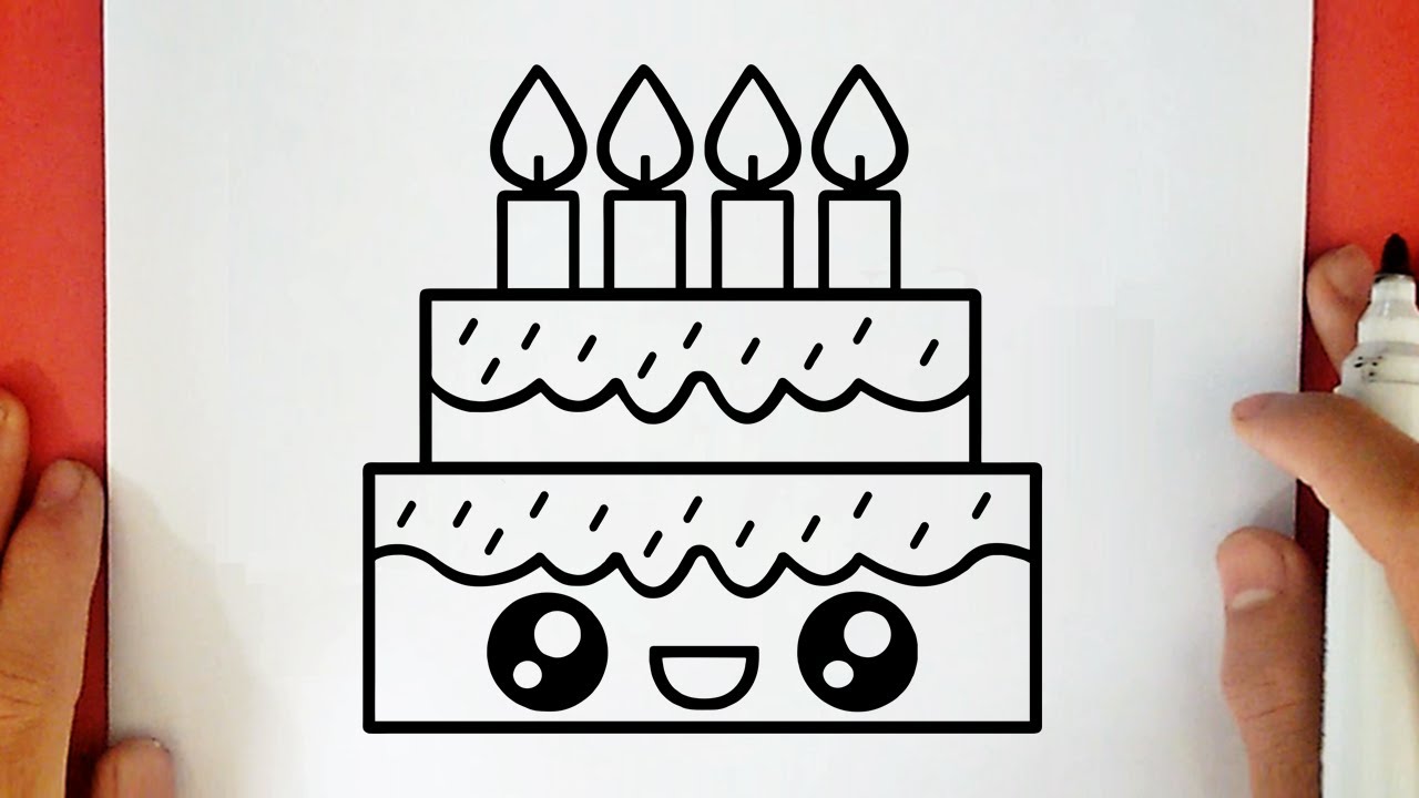 COMO DESENHAR UM BOLO DE ANIVERSÁRIO KAWAII
