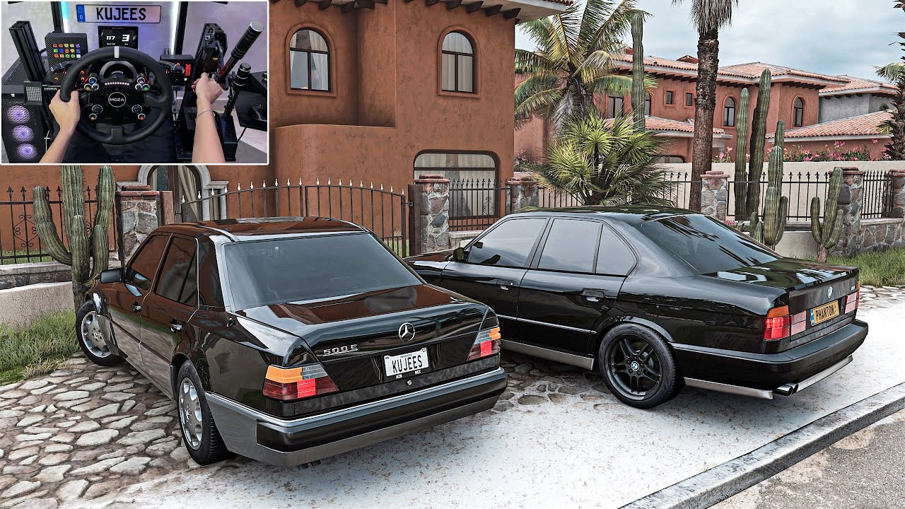 Mercedes-Benz E 500 & BMW M5 E34 - Forza Horizon 5 | Steering Wheel Gameplay