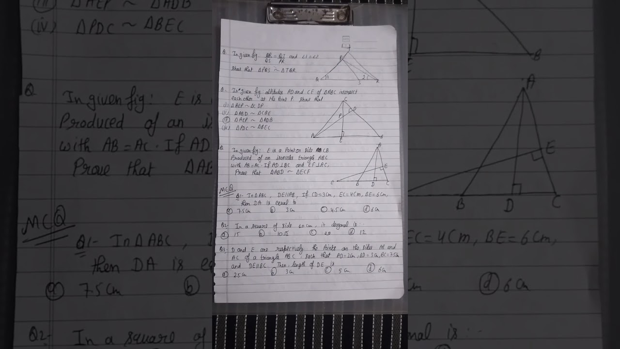 class-10 Math Ch-6 Triangle (most important questions for board exam)@pw