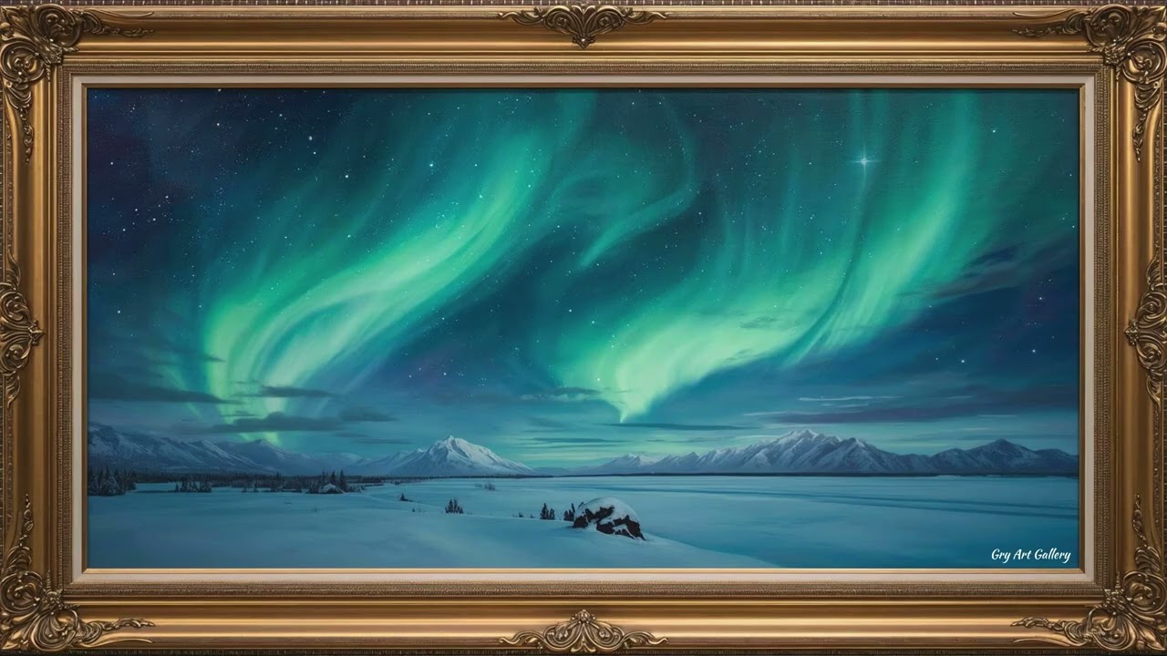 Northern Lights | GRY Framed TV Art Screensaver | Artwork for Your Television