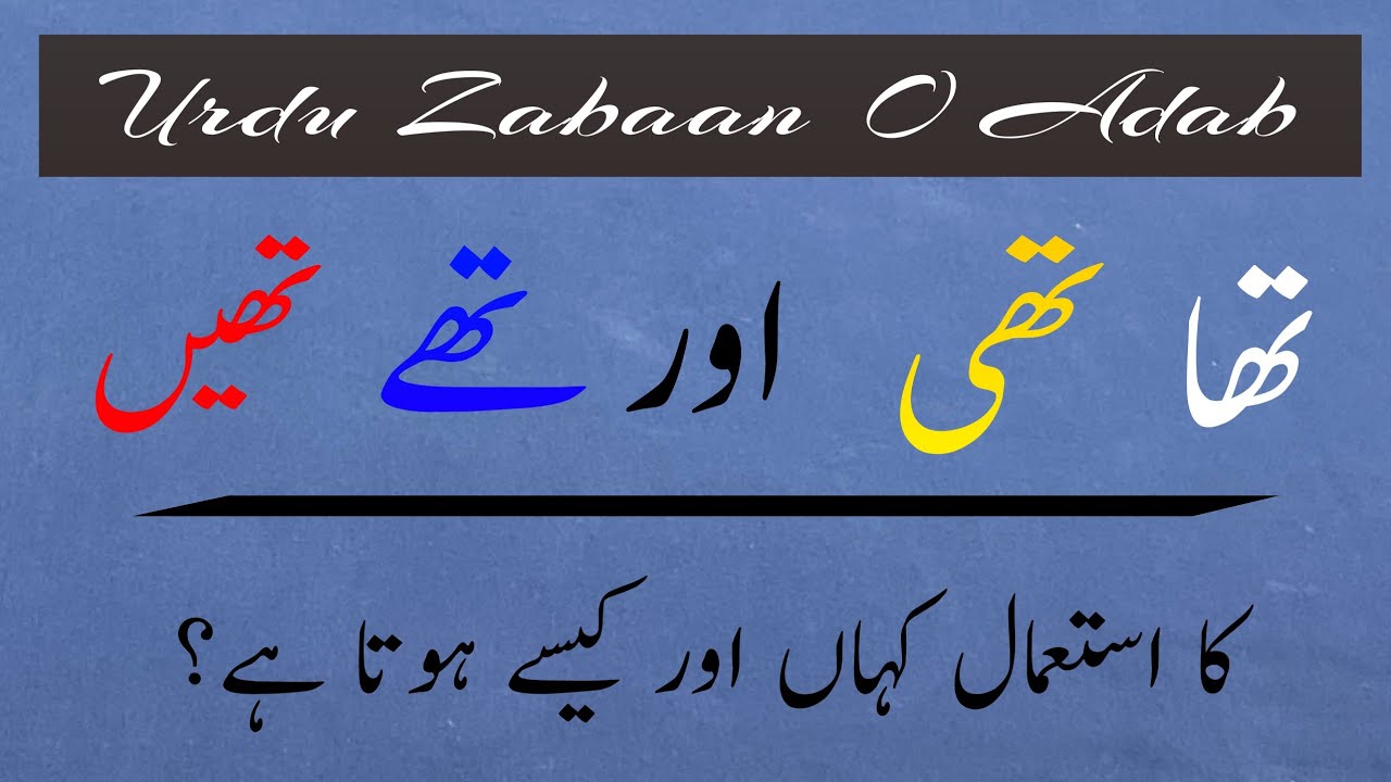 Urdu Zabaan || Tha Thi The and Thin || تھا تھی تھے تھیں کا استعمال || Learn Urdu