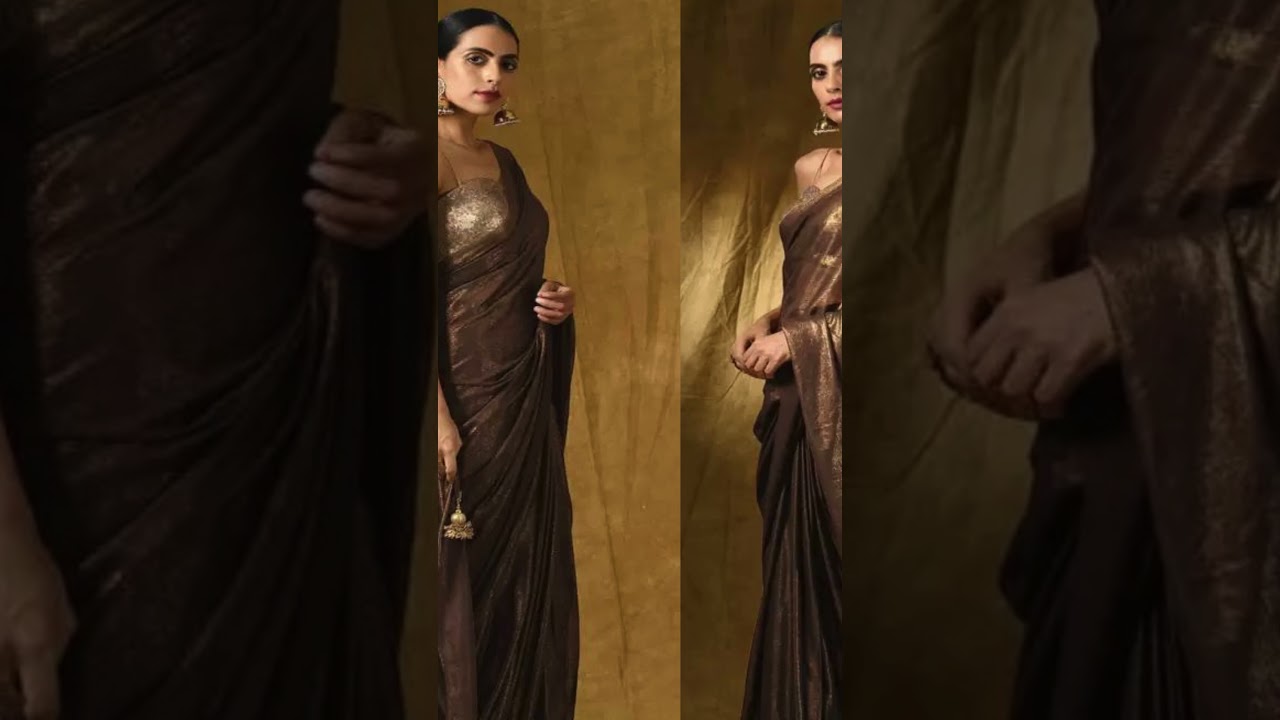 Bollywood Gold Lycra Silk Blend Saree - Best Sellers News #fashion #lycrasaree