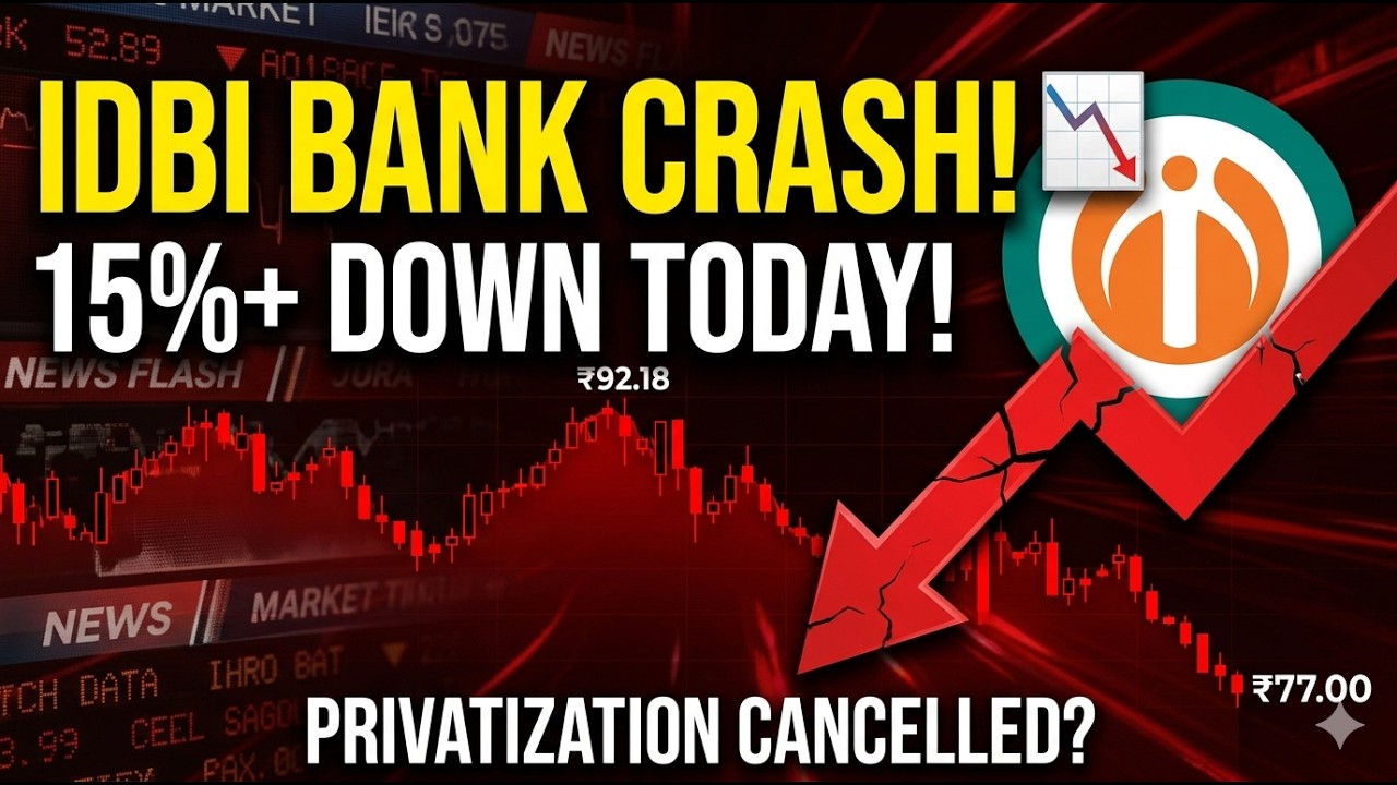IDBI Bank Share Crash! 📉 15% Down Today | IDBI Bank Privatization News Today