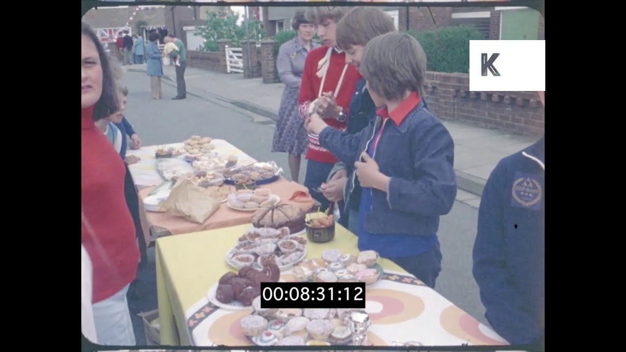 1970s UK, Silver Jubilee Home Movies, Street Party Buffet