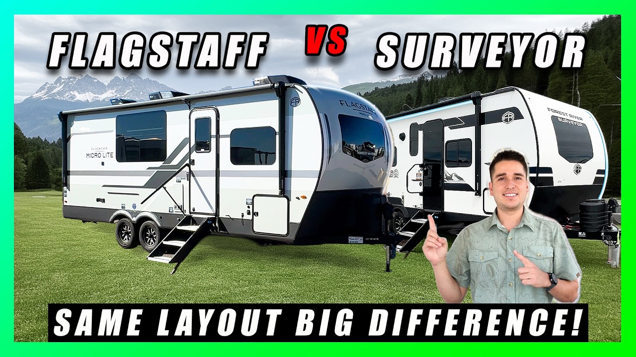 WHATS BETTER!? 2026 FLAGSTAFF MICROLITE VS 2026 SURVEYOR LEGEND HALF TON TOWABLE COUPLES TRAILER.
