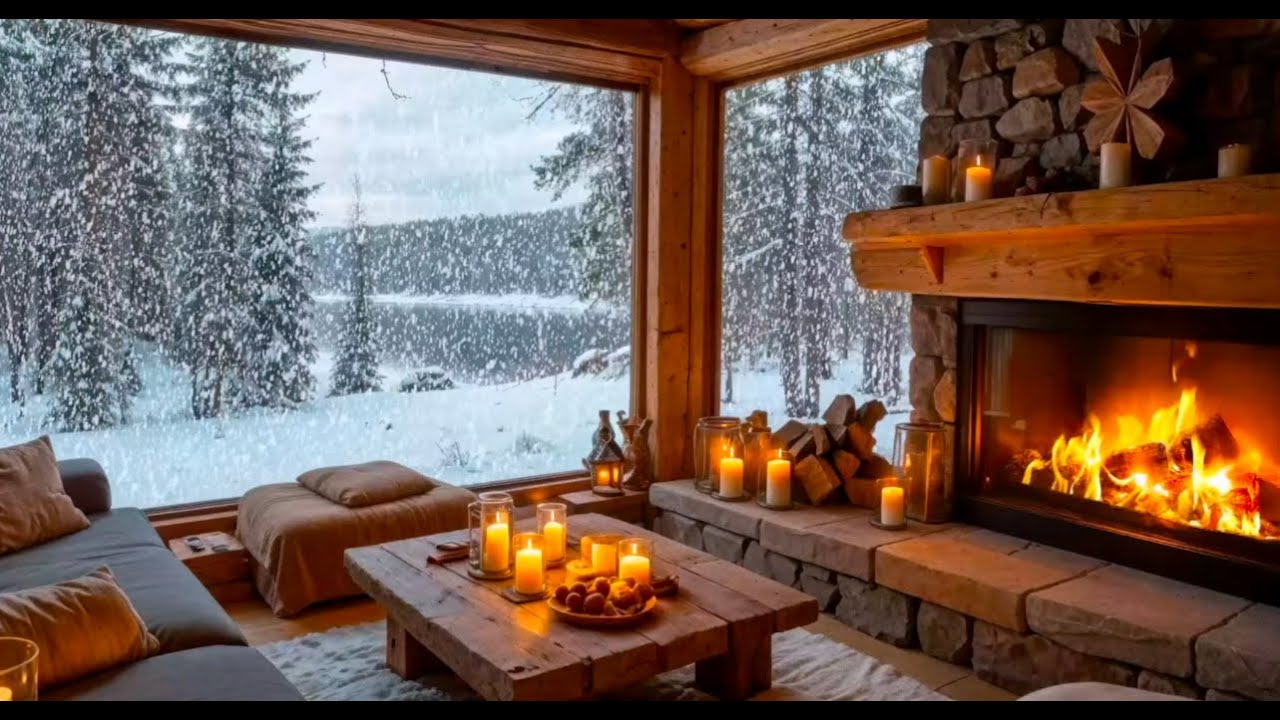 Relaxing fireplace with crackling fire! Great for peaceful sleep. 