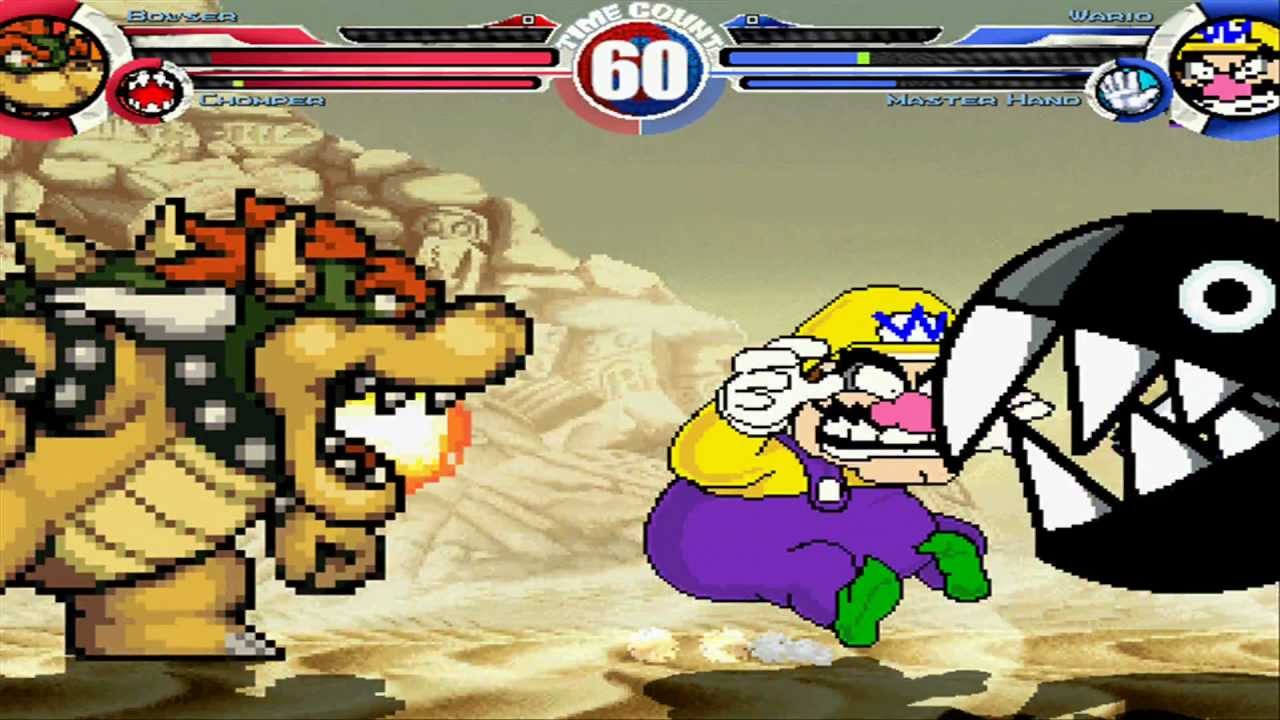 Bowser & Chomper vs Wario & Master Hand MUGEN Battle!!!