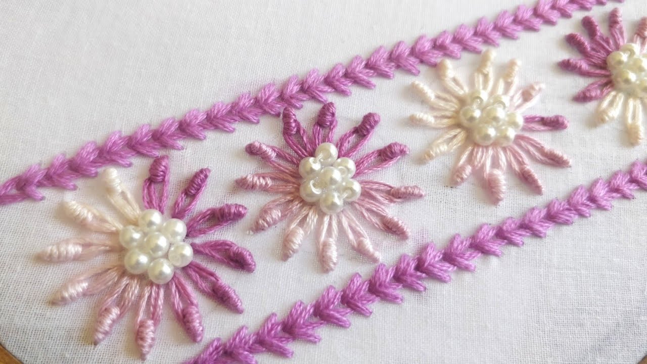 New Floral Border Design (Hand Embroidery Work)