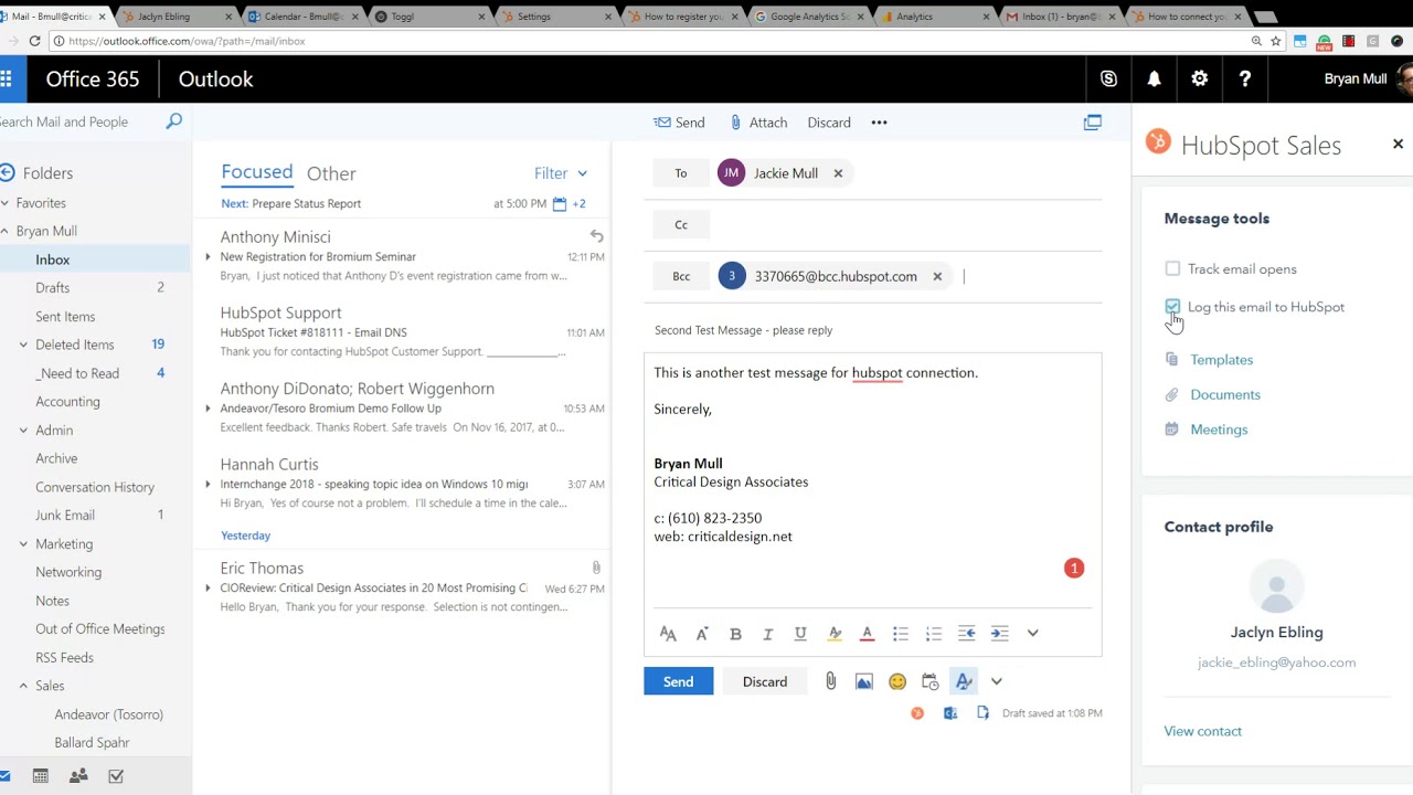 Connecting Office 365 to Hubspot
