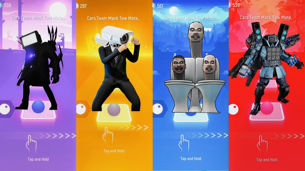 🎶 Who Will Win? Skibidi Toilet🆚TITAN CAMERAMAN🆚TITAN SPEAKERMAN🆚TV MAN- Tiles Hop EDM Rush Gameplay.