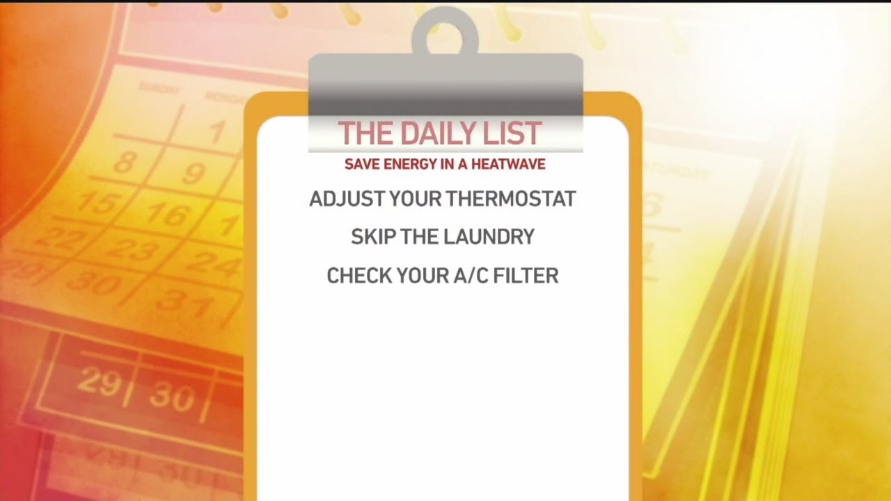Daily List: Save Energy during Heatwave