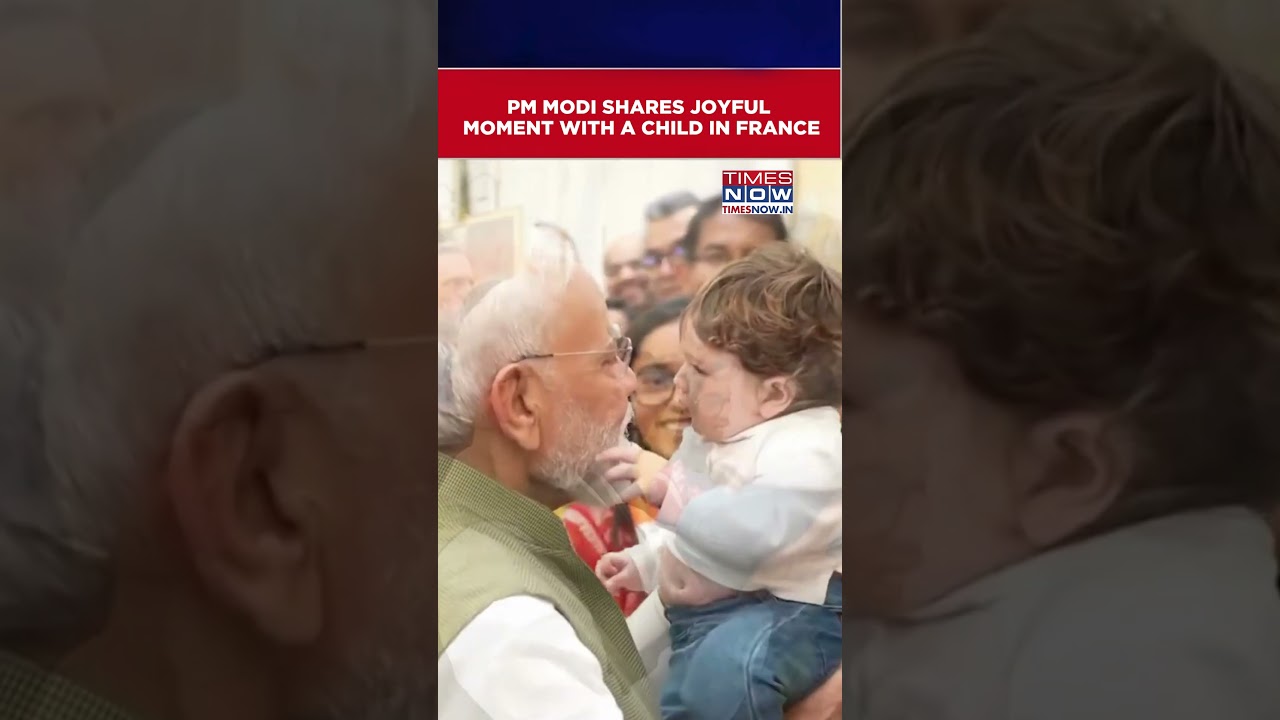 PM Modi Shares Joyful Moment With A Child During Warm Welcome In France #shorts