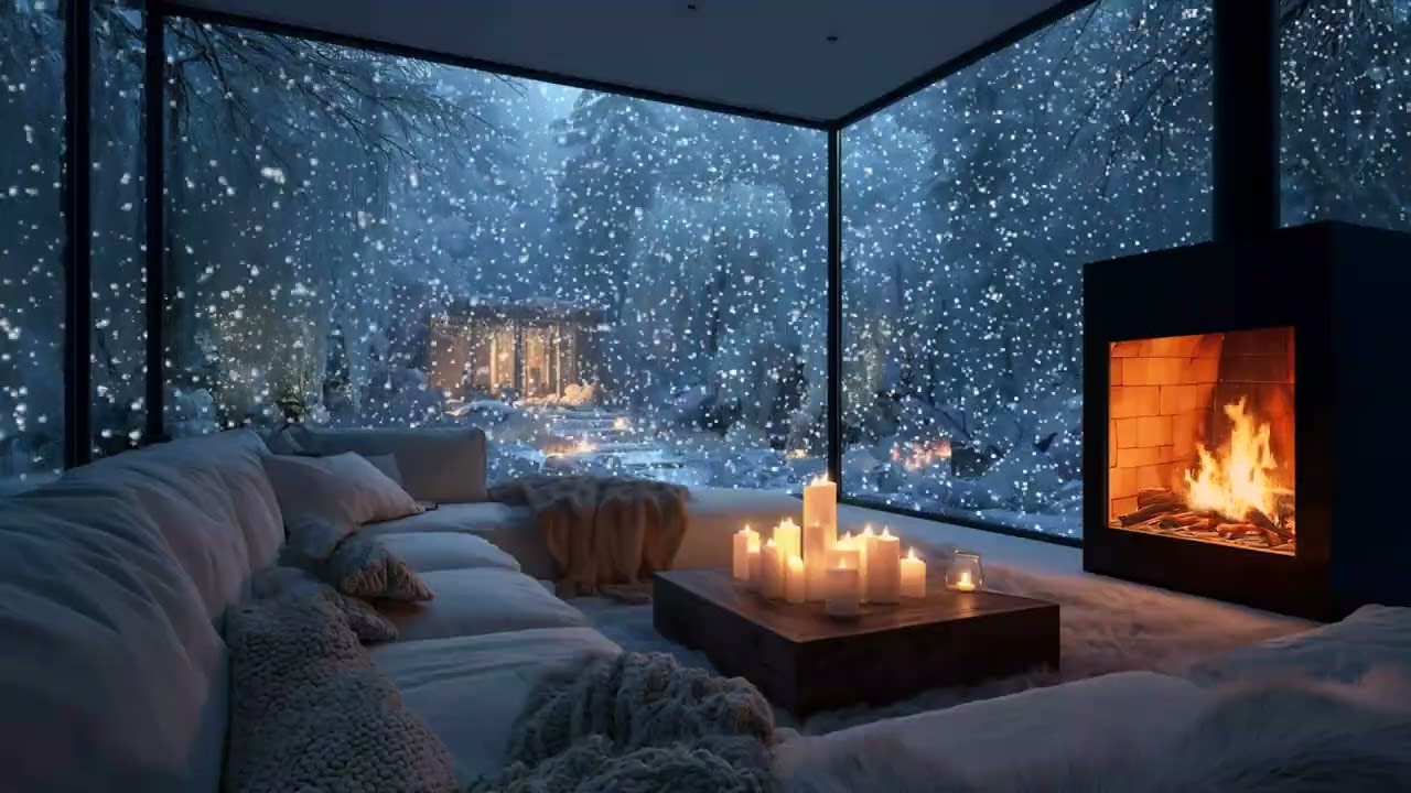 Relaxing Piano Fireplace Music | Cozy Crackling Fire Ambience for Sleep