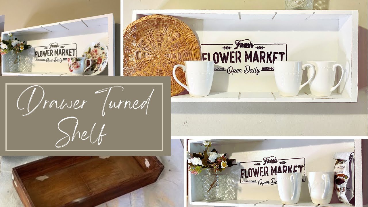 OLD drawer turned BEAUTIFUL wall shelf! Easy DIY project for beginners : Flipping Furniture