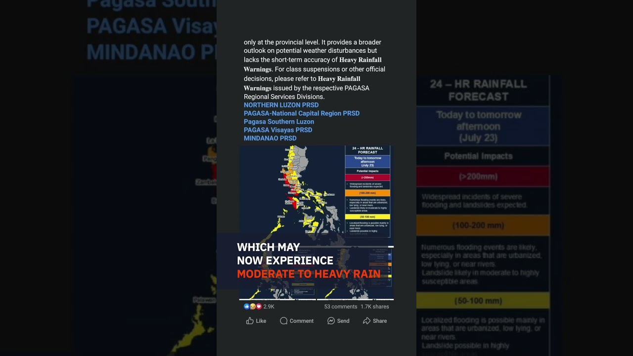 Torrential monsoon rain now possible in Metro Manila