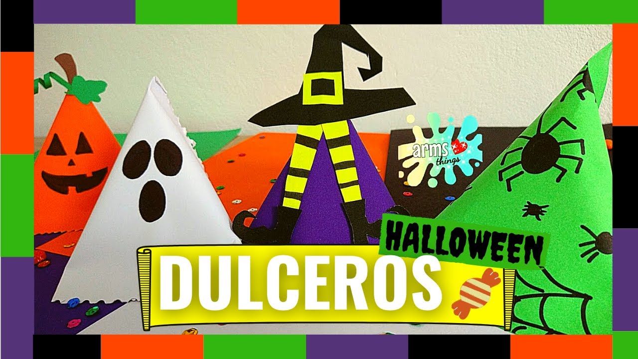 Los dulceros más fáciles y económicos para Halloween y Día de muertos☠️🏵️/¡Solo con hojas de color!