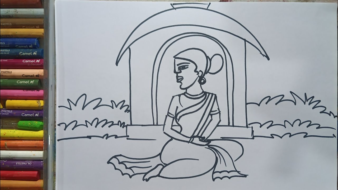 How to draw a Beautiful sitting Girl Drawing easy beginner Easy Pose Drawing Girl Sitting Tutorial
