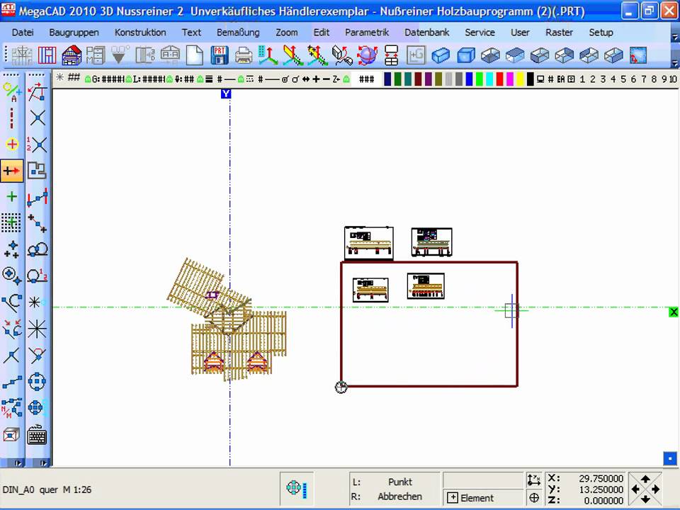 03. 3D Risszeichnungsbalken mehrfach in Planrahmen absetzen im Nussreiner Projektmanager 5.0