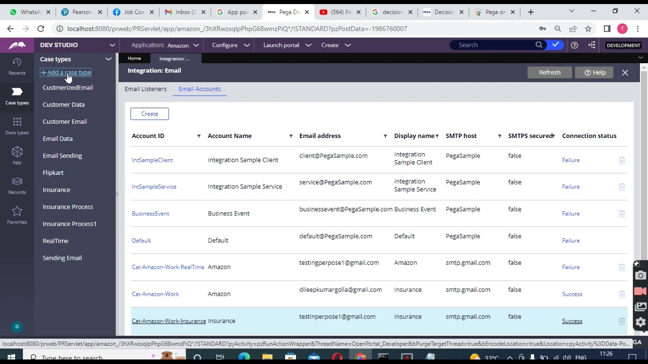 PEGA-  Email Account Creation, Settings to do in Gmail & Sending an Email