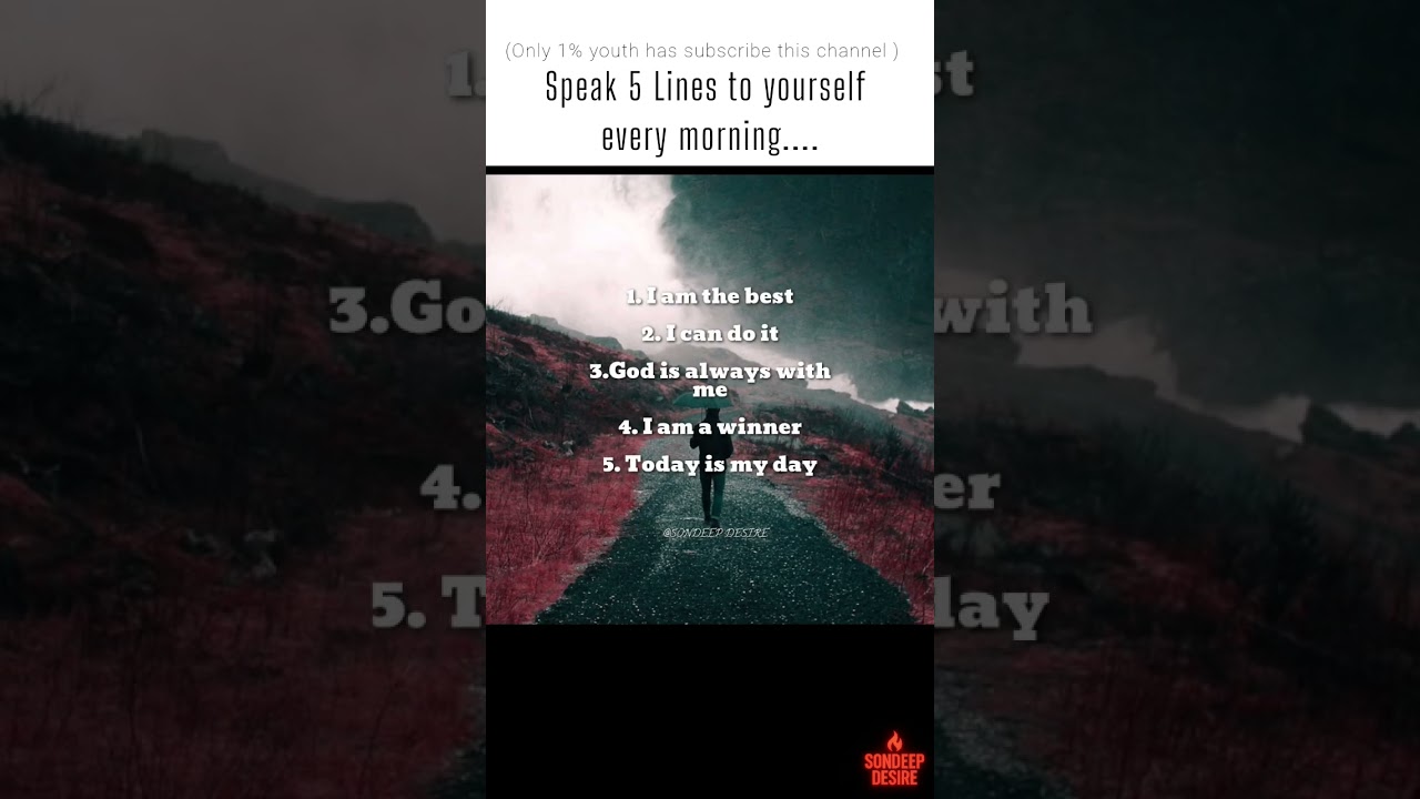Speak 5 lines to yourself every morning 🌄  #millionairevibes #success #money #quotes #shorts #rich