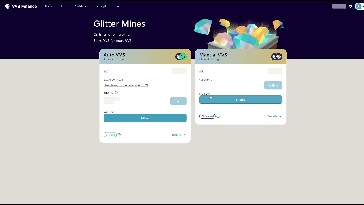 VVS Finance Staking in Auto Mines (220,000% APY)