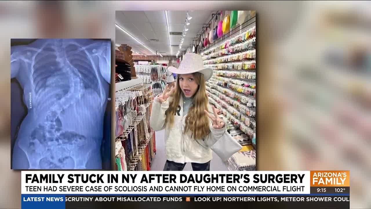 Family trying to return to Arizona after daughter's scoliosis surgery in New York