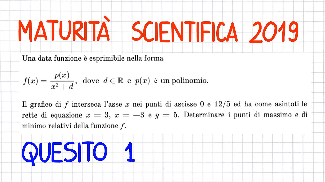 MATURITÀ SCIENTIFICA 2019 - QUESITO 1 (con calcolatrice grafica CASIO FX-CG50)   _ MS10 _ CG600