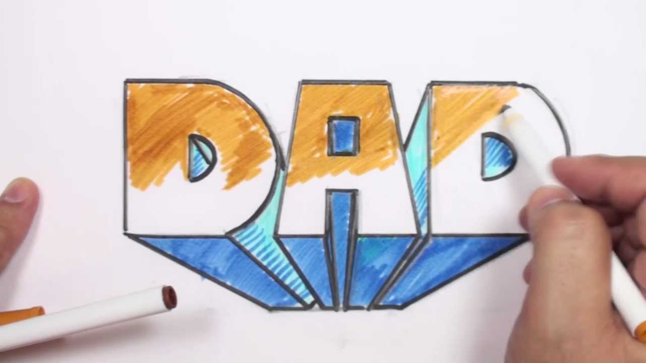 How to Draw 3D Block Letters - DAD in One-Point Perspective - MAT