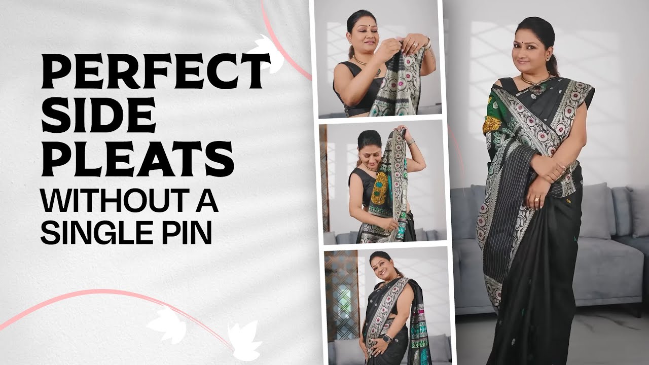 How to Create Side Pleats Without Pinning | No Pin Saree Draping Tutorial By Dolly Jain