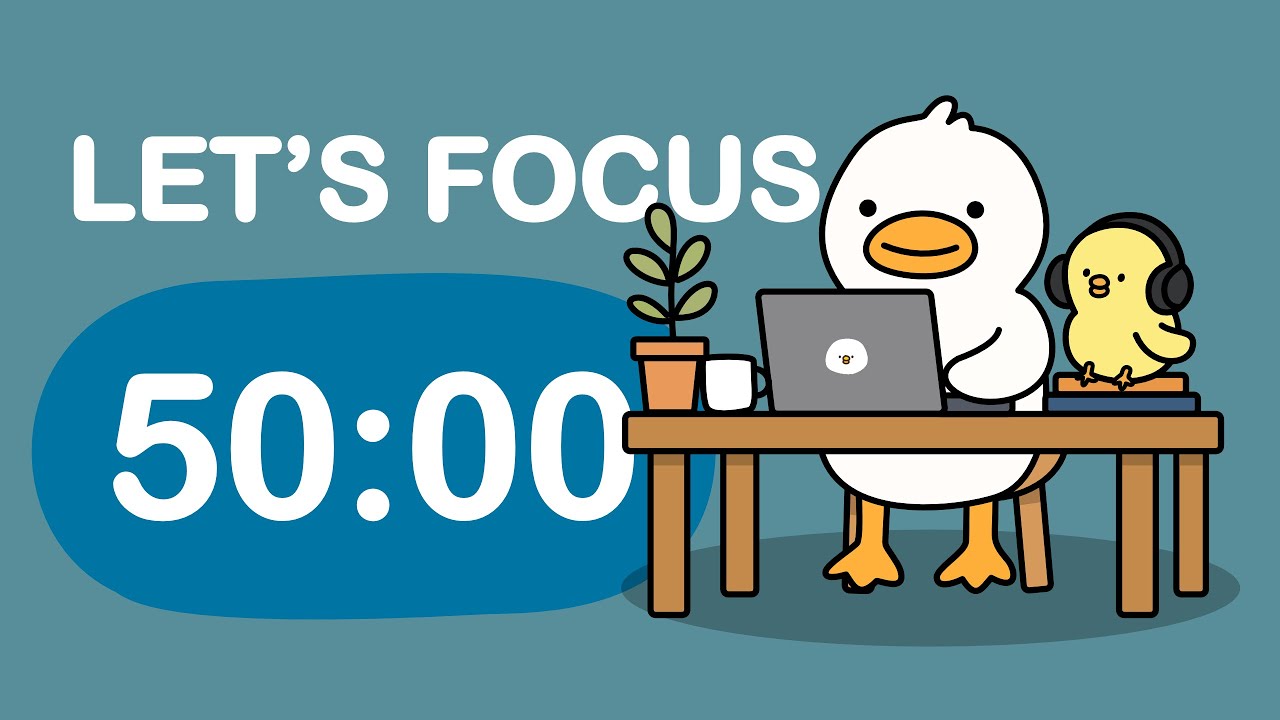 50-Min Focus x3 Pomodoro — Study & Work Timer (No Talking | ADHD Friendly)