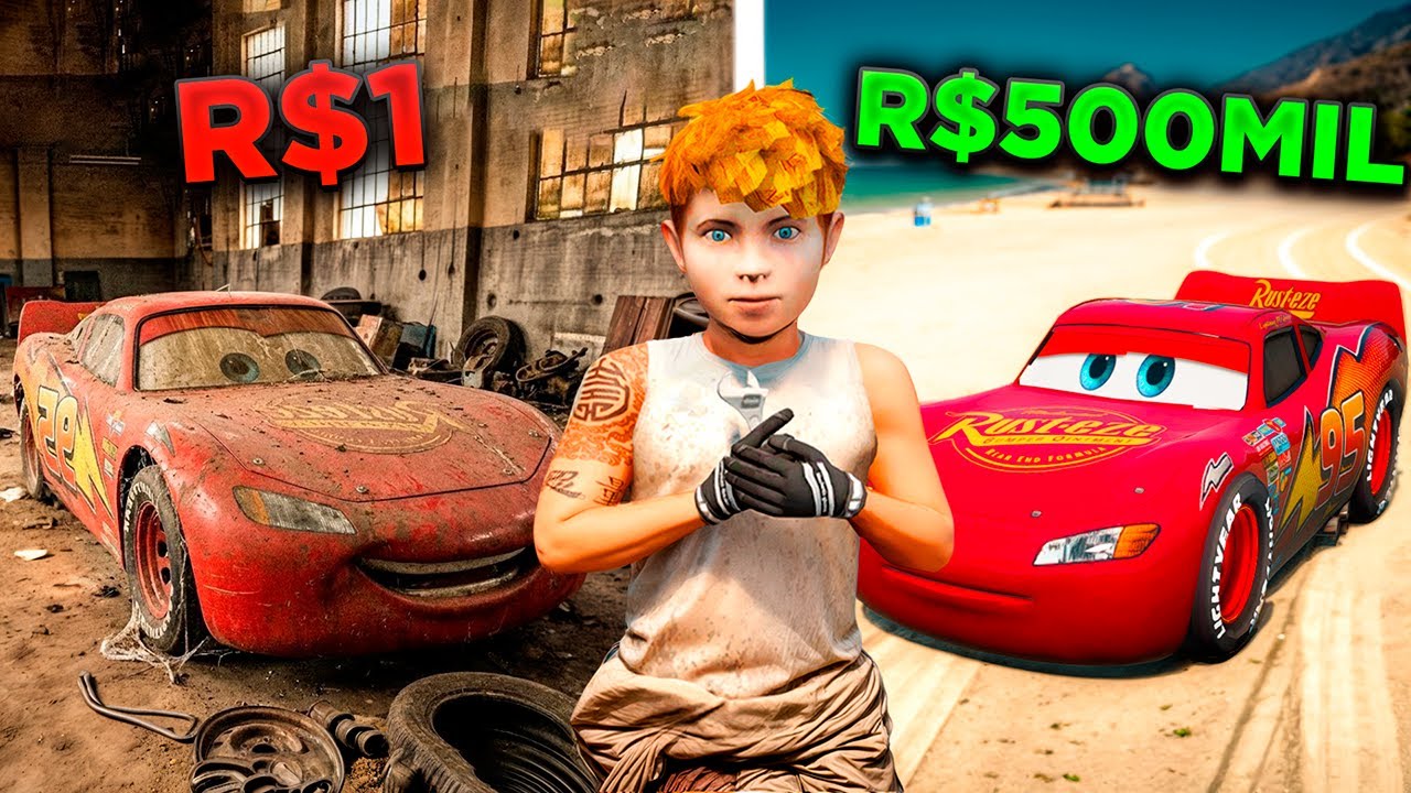 CRIANÇA REFORMANDO UM RELAMPAGO MCQUEEN DESTRUIDO NO GTA 5!🔧😱